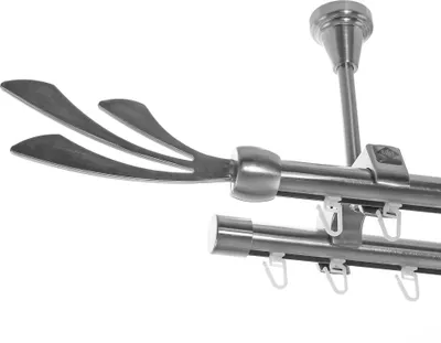 Produktbild von Innenlauf Edelstahl Look Gardinenschiene Gardinenstange 20mm Deckenträger 2-läufig Schweif D61 E84E30 II