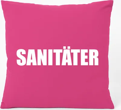 Produktbild von Huuraa Kissen Sanitäter Schriftzug 40x40cm mit Füllung Fuchsia Baumwolle Dekokissen Geschenkidee