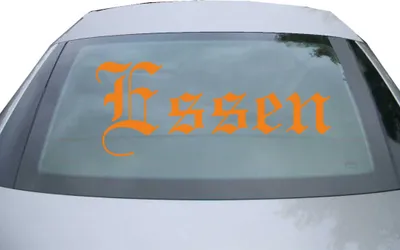 Produktbild von Indigos UG - Aufkleber Heckscheibe & Motorklappe DE6499 - orange - 600x241 mm - Stadt Essen - Auto Scheiben Fenster Heckklappe Tuning Racing JDM - Die cut