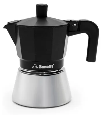 Imagen del producto de Zanetti, cafetera de espresso, para inducción, capacidad para 3 tazas. Cafetera de espresso con cuerpo de acero inoxidable y mangos ergonómicos, apta para cocinas de inducción. 3