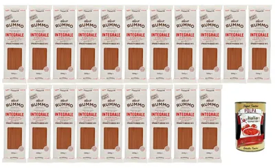 Produktbild von Italian Gourmet Vollkorn Spaghetti Grossi Nr.5 20x500g – Italienische Hartweizen Vollkornpasta bronzegezogen, extra kochfest, ideal für Sauce & Familienvorrat + Italian Gourmet Polpa