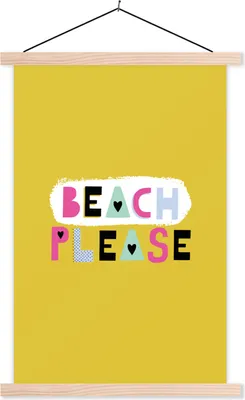 Produktbild von MuchoWow® Textilposter Sommer - Gelb - Zitat 120x180 cm mit holzfarbenen Rahmen - Textil-Plakat