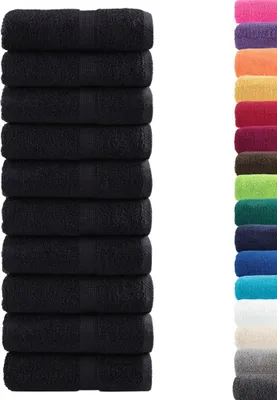 Image de vidaXL Serviettes de toilette Premium SOLUND 10 pièces Noir 30x30 cm 600 g/m