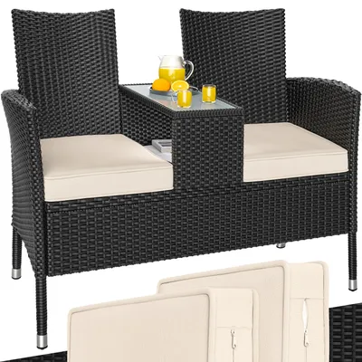 Productafbeelding van Polyrotan Tuinbank Zwart 145x58x87cm