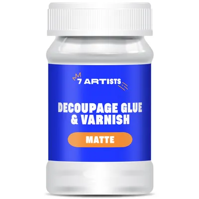 Produktbild von 7 Artists Decoupage Kleber Lack Wasserfest 100 ml Matt - Serviettentechnik Kleber auf Wasserbasis/Serviettenkleber für Serviettentechnik/Servietten Kl