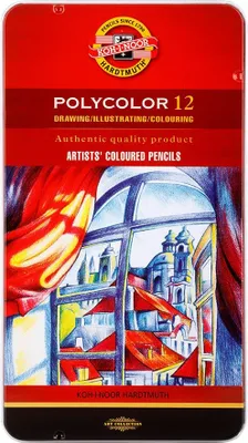 Image de Crayons de couleur pour artistes KOH Polycolor étui métallique de 12 pièces