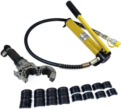 Immagine prodotto di Pinza idraulica per tubi – Pinza professionale per tubi – Forza di serraggio: 6 tonnellate – Testa rotante a 360° – Con ganasce