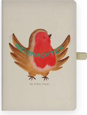 Produktbild von Mr. & Mrs. Panda Journal Rotkehlchen Weihnachten - Transparent - Geschenk, Weihnachtsgruß, Frohe, Winter, Tagebuch, Heiligabend, Kladde, notizbuch, Adressbuch, Vogel, a4