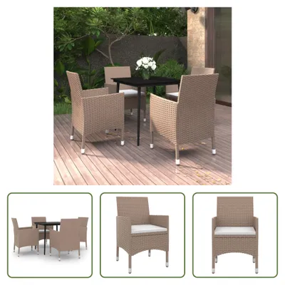 Produktbild von The Living Store 5-tlg. Garten-Essgruppe mit Kissen Poly Rattan und Glas