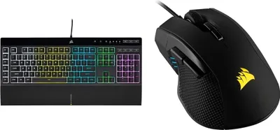 Produktbild von Kabelgebundene Membran-Gaming-Tastatur, QWERTY, Harpoon Kabellose RGB Wiederaufladbare Optisch Gaming-Maus (18.000DPI Optisch Sensor, RGB LED)