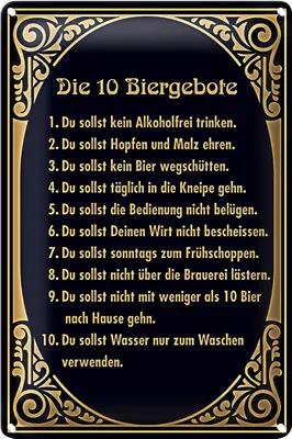 Produktbild von Blechschild 20x30cm 10 Biergebote Bier