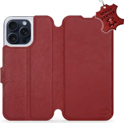 Produktbild von Echtleder Handyhülle für iPhone 15 Pro Max, Mobiwear Leather, Dunkelrot