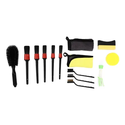 Image de kit d'entretien automobile de 14 brosses pour le nettoyage intérieur et extérieur