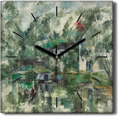 Produktbild von Coloray Hodiny Unikátní 30x30 cm  Tiché hodiny Pro obývací pokoj a kuchyň Nástěnné hodiny Plátno Černé ručičky hodin - Voda Cézanne