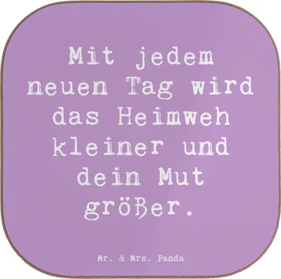 Produktbild von Mr. & Mrs. Panda Untersetzer für Gläser Spruch Heimweh überwinden Mut - Lavendeltraum - Geschenk, gläseruntersetzer, Hoffnung, Zukunft, bieruntersetzer, Trost, Zuversicht