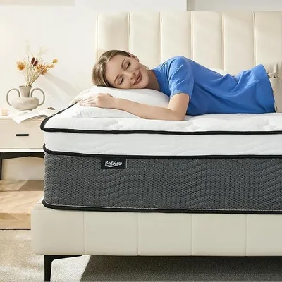 Obrázok produktu pre Matrac rozmery 180 x 200 cm, pružinový matrac H3, výška 31 cm, ortopedický matrac s 7 zónami a vrstvou pamäťovej peny