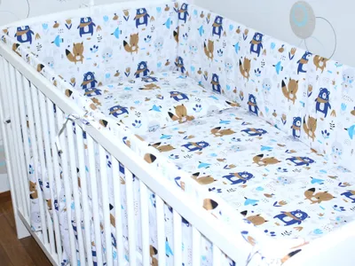 Produktbild von PRIMAWELA Nestchen 360 cm Bettumrandung Babybett Baby Kinder Nest Kopfumrandung 11. Waldtiere