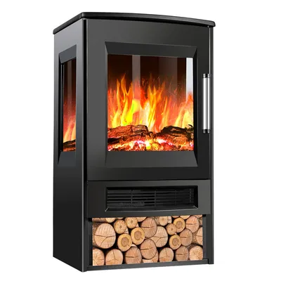 Immagine prodotto di Jopassy caminetto elettrico caminetto elettrico a LED effetto fiamma in piedi funzione di riscaldamento 900W/1800W nero