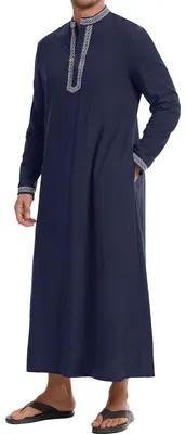 Immagine prodotto di Caftano da uomo con maniche lunghe e tasche, abbigliamento islamico