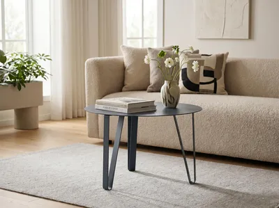 Productafbeelding van M2 Kollektion Emil 3 – Salontafel/bijzetter (diameter 60 cm, hoogte 40 cm) | Metaal, antracietkleur