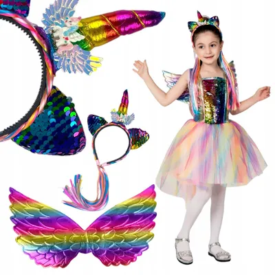 Produktbild von del-sol Tüllkleid Regenbogen Einhorn Pailletten Flügel Kinder