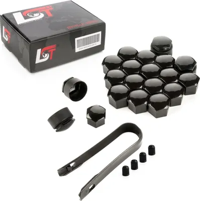 Produktbild von 20x Radschrauben Kappen 17mm Schwarz glänzend Diebstahlhemmend für VW SEAT SKODA