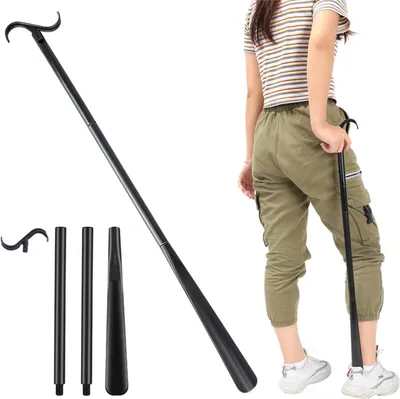 Produktbild von Anziehstock mit Schuhanzieher - Langer Schuhl?ffel - 3 L?ngen - Inklusive Anziehhilfe und Sockenhilfe - 3 in 1