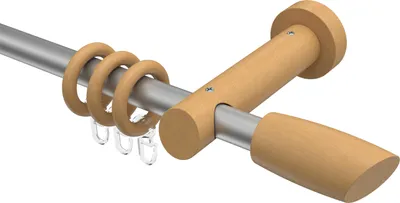 Produktbild von Interdeco Gardinenstange / Vorhangstange Silbergrau / Buche lackiert, Typ Talena Etta (Ellipse Schräge), 20 mm Ø 1-läufig, 260 cm