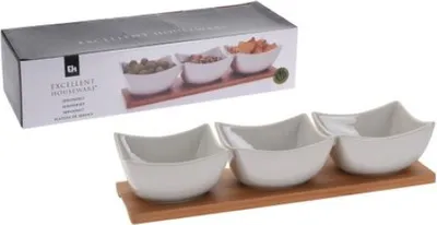 Produktbild von Koopman Excelent Houseware Aperitif-Servierteller, Porzellan, 10 x 30 x 6 cm, weiß