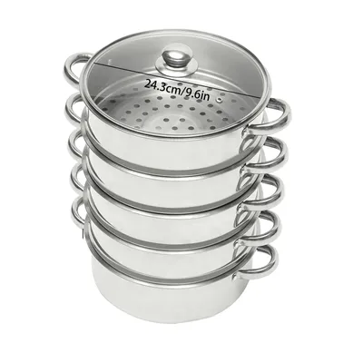 Obrázok produktu pre Multifunkčný naparovač z nehrdzavejúcej ocele, 5-stupňový dizajn, vhodný do umývačky riadu, 26 cm