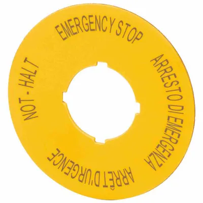 Image de Plaque signalétique EATON « ARRÊT D'URGENCE » Ø 90 mm