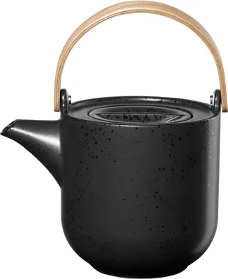 Immagine prodotto di ASA Selection coppatea Teekanne mit Holzgriff kuro, Kanne, Porzellan, Schwarz matt, 1 L, 19370190