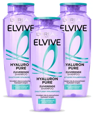 Produktbild von 3 x L'Oréal Paris Elvive Hyaluron Pure Shampoo - 250 ml - Vorteilspackung - 3 Stücke