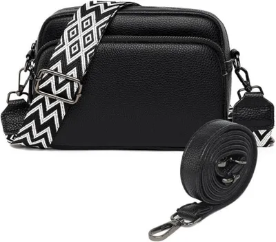 Obrázok produktu pre Dámska taška cez rameno Crossbody taška z pravej kože Široký ramenný popruh 3 priehradky