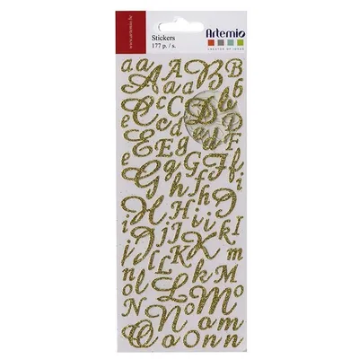 Image de Autocollants alphabet et chiffres - doré avec paillettes