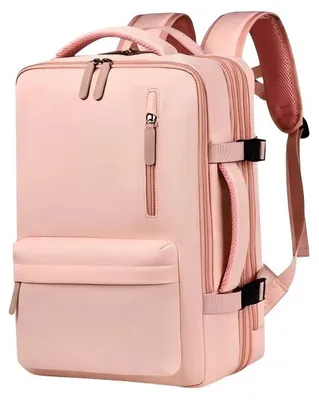 Imagen del producto de eCa PL178: Mochila de viaje elegante / equipaje de mano, con puerto USB, 27 litros, 44 x 30 x 16/26 cm, color rosa