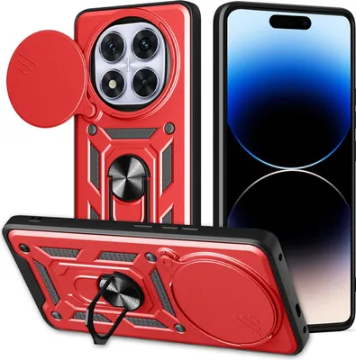 Produktbild von Hülle für Xiaomi Redmi Note 14 Pro+ 5G Magnetische Ring Ständer Halter Dia Kameraschutz TPU Bumper Silikon Schutzhülle Rot