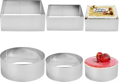 Produktbild von Runde Kuchenformen, Mini-Tortenringe, kleine Tortenringe, Dessertringe, Bäckerringe, Backformen mit Durchmessern 6/8/10 cm
