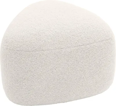 Produktbild von CLP Sitzhocker Alfrisa mit Teddystoff oval Fußhocker stabiles Holzgestell creme