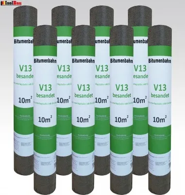 Produktbild von Isolbau Dachpappe V 13 besandet mit Glasvlieseinlage 80 m2 8 Rollen Dachbahn Glasvlies Bitumen