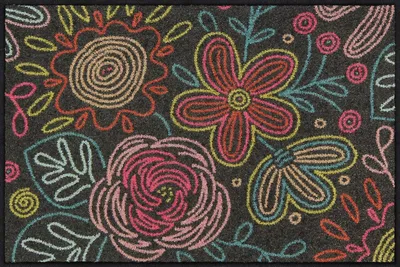 Produktbild von Salonloewe DOT FLOWERS GREY Fußmatte Wohnmatte 50 x 75 cm
