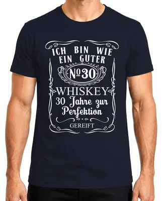Zdjęcie produktu dla Koszulka męska "Jak dobra whisky", napis "30 urodziny", motyw retro, kolor granatowy, rozmiar XL