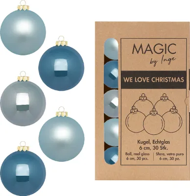 Produktbild von Weihnachtskugeln Glas 6cm 30 Stück - Elysian Blue