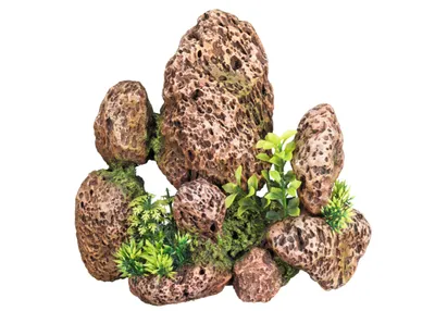 Produktbild von Nobby Aqua Ornaments "STEIN" MIT PLANZEN - 23,5 x 14,5 x 21,5; 28568