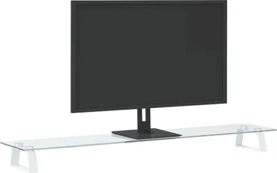 Produktbild von vidaXL Stojan na monitor bílý 100x20x8 cm z tvrzeného skla a kovu