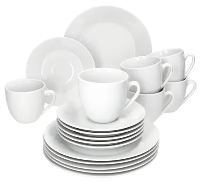 Produktbild von 18tlg Kaffeeservice Tommy weiß Porzellan 6 Personen Dessertteller