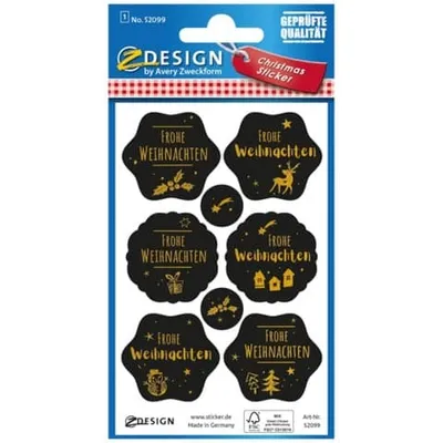 Produktbild von AVERY Zweckform ZDesign Weihnachts-Sticker Gruß schwarz/gold 1 Blatt à 8 Sticker