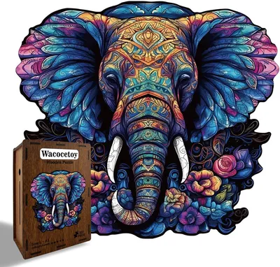 Image de Puzzle en bois « Éléphant » 471 pièces – Puzzle animalier pour adultes XL