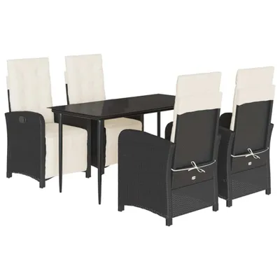 Obrázok produktu pre vidaXL 5-dielny záhradný jedálenský set s vankúšmi Black Poly Rattan