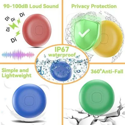 Zdjęcie produktu dla 5 sztuk, wodoodporny (IP67) inteligentny znacznik Bluetooth do lokalizacji kluczy, kompatybilny z aplikacją (tylko dla Androida). Znaczniki Bluetooth do lokalizacji kluczy, bagażu, portfela, walizek i toreb